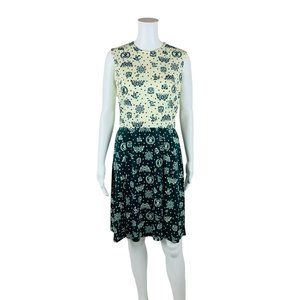 Vintage 1960s Novelty Print Dress Green Patriotic Liberty Bell | W 28"